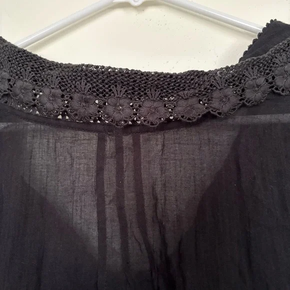 Free People Black Lace-Trim Mini Dress - Picture 7 of 8